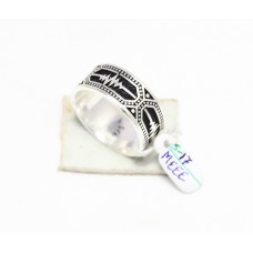 Mens Band Ring Silver Sterling 925 Unisex Men Jewelry Handmade Hand Engraved D891